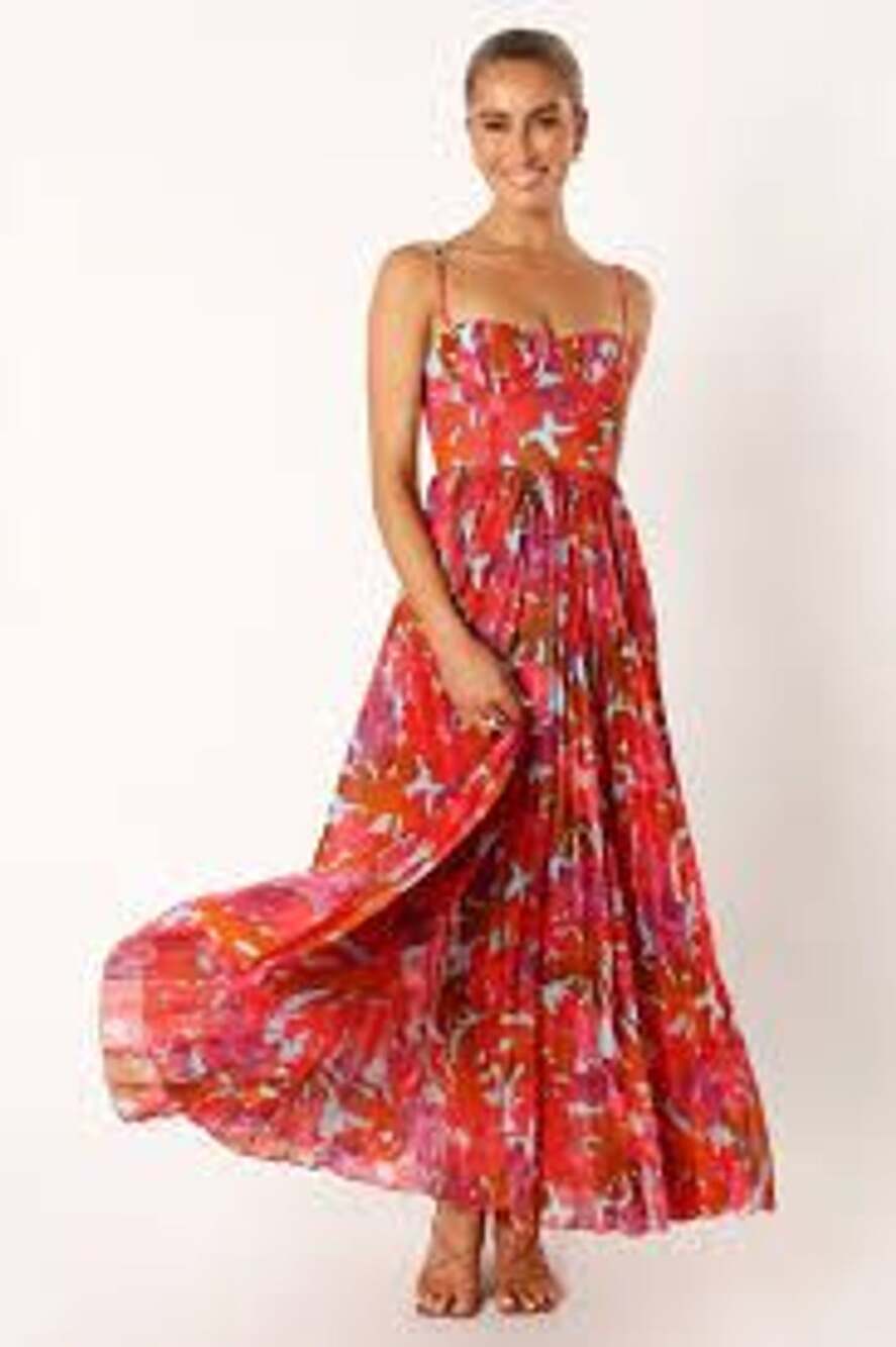 Petal & Pup Achanti Pleated Maxi Dress Pink Azalea